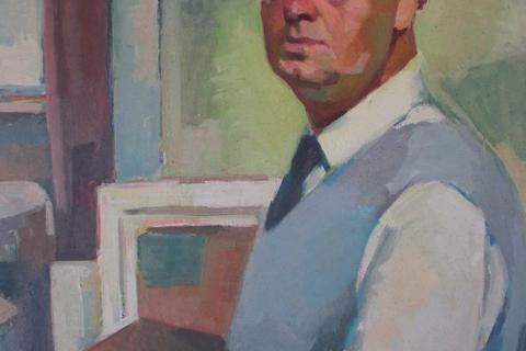Auch dieses Bild ist im neuen Online-Werkverzeichnis des Malers Carl Gunschmann zu finden: Das Selbstporträt in seinem Atelier stammt von 1956.  Foto: Veranstalter 