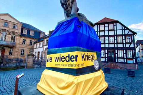 Das Löwendenkmal soll in ein blau-gelbes Friedens- und Solidaritätssymbol verwandelt werden. © SI/Kirst