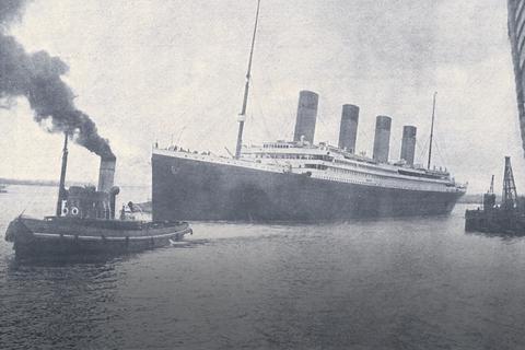 Die Titanic beim Auslaufen 1912 in Southampton.  Foto: Benninghoven