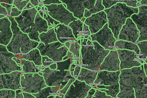 Ein Blick auf Google Maps mit Verkehrsdaten am 27. März um 9 Uhr.